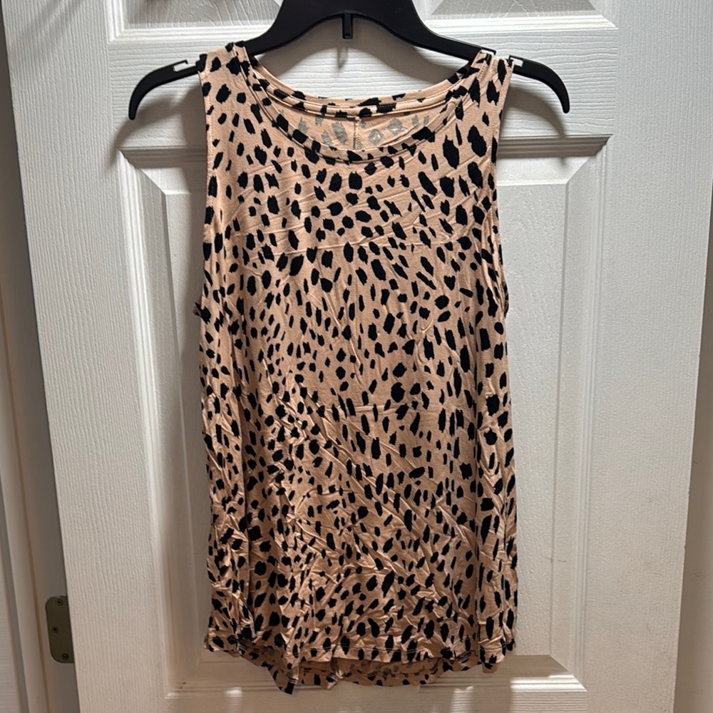 Apt. 9 Cream and Brown Relaxed Tank Top